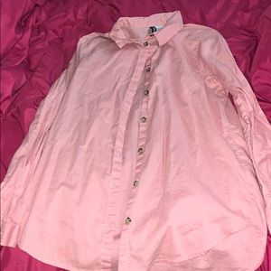 Divided peach button-up shirt
